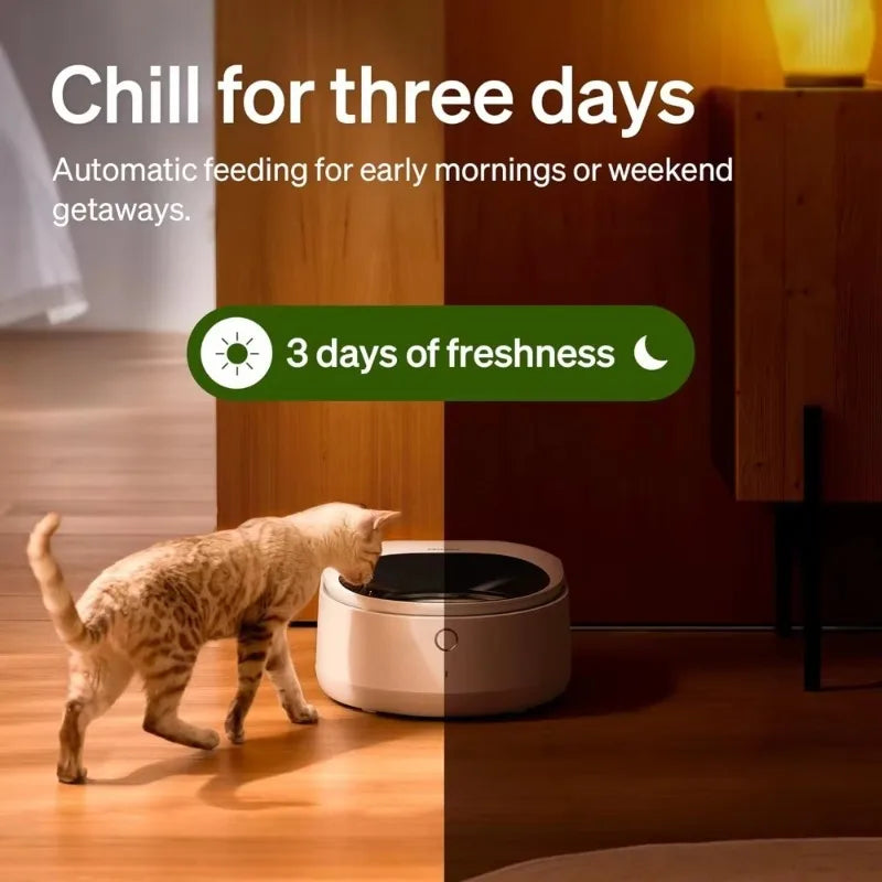 Automatic Cat Feeder Wet Food Refrigerated New Control,Semiconductor Cooling&Chills Wet Food Dispenser,Timed Auto Pet Feeder