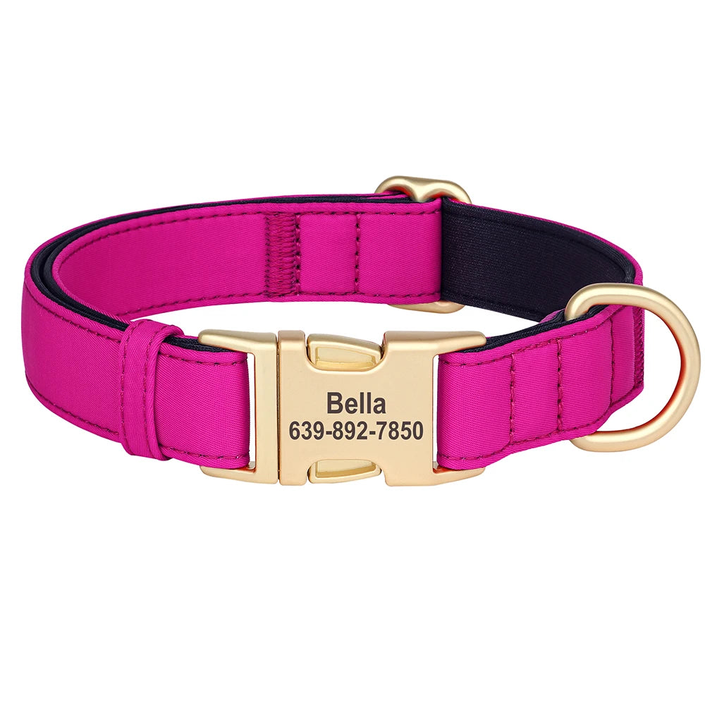 NONECN Personalized Waterproof Nylon Dog Collar Padded Engraved