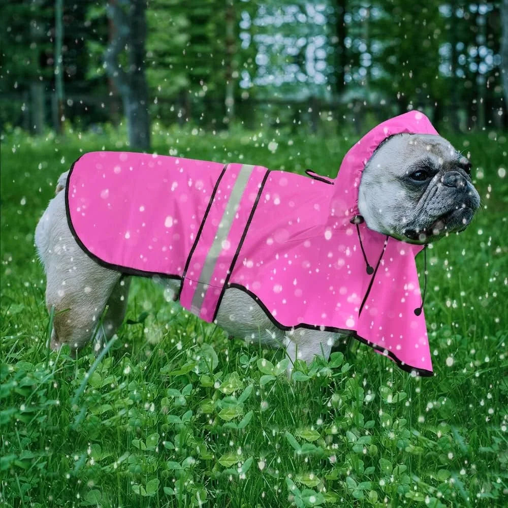 Waterproof Lightweight Dog Raincoat Reflective Adjustable Pet Poncho Jacket Hooded Rain Gear Small Medium Large Dogs