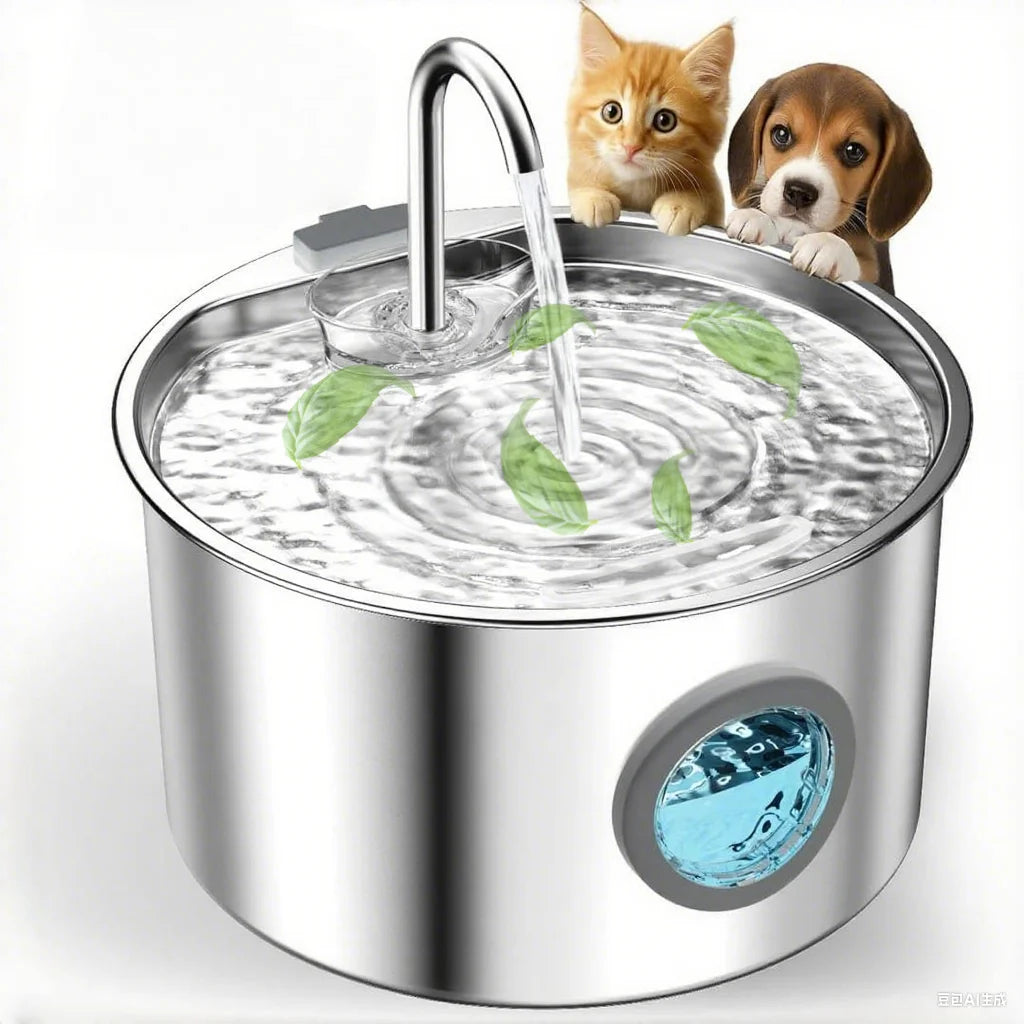 OPETH Stainless Steel Cat Water Fountain Automatic Pet Dispenser