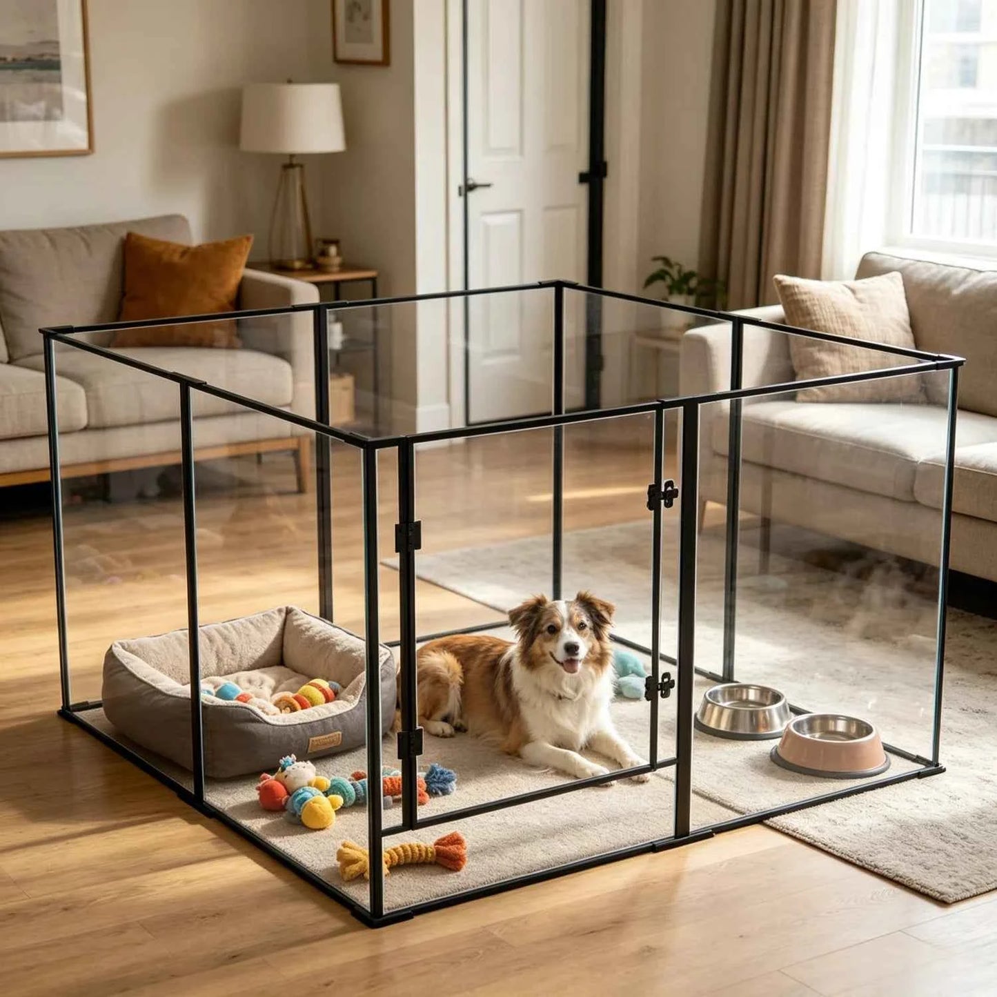 8 Panels Clear Acrylic Dog Playpen Pet Puppy Playpen for Guinea Pig Rabbits Small Animals Whelping Pen Box Exercise Fence