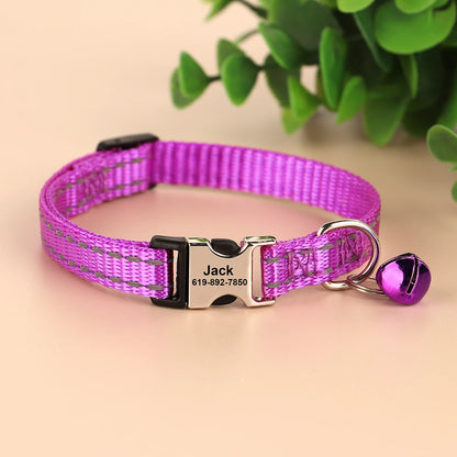 Free personalized kitten collar, engraved with pet dog's name, anti-lost, suitable for cats and small dogs, adjustable