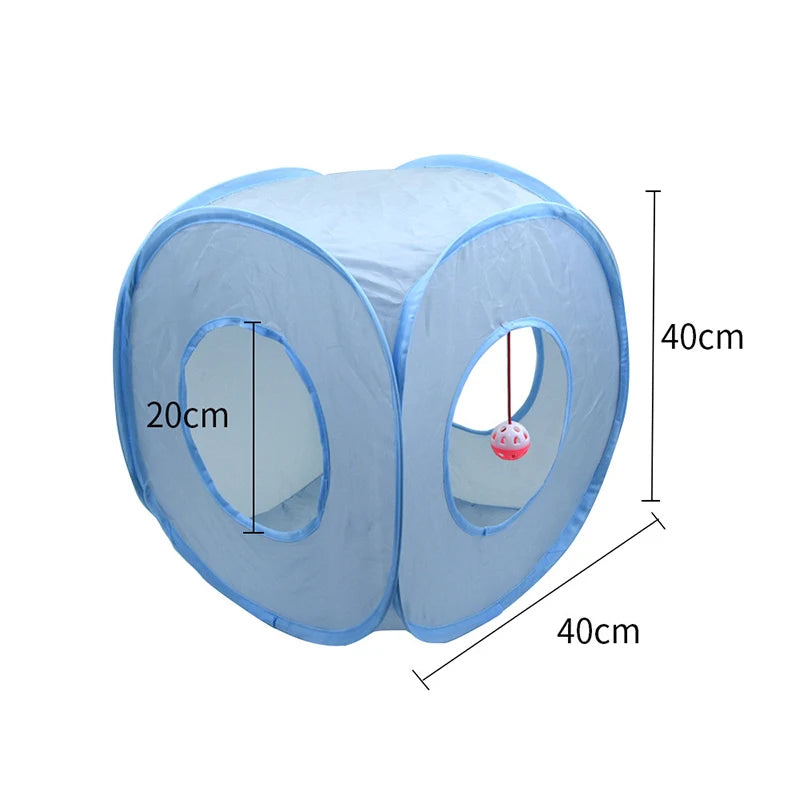 Foldable Cat Tunnel Tube Toy With Peep Hole Interactive Play