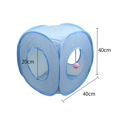 Foldable Cat Tunnel Tube Toy With Peep Hole Interactive Play