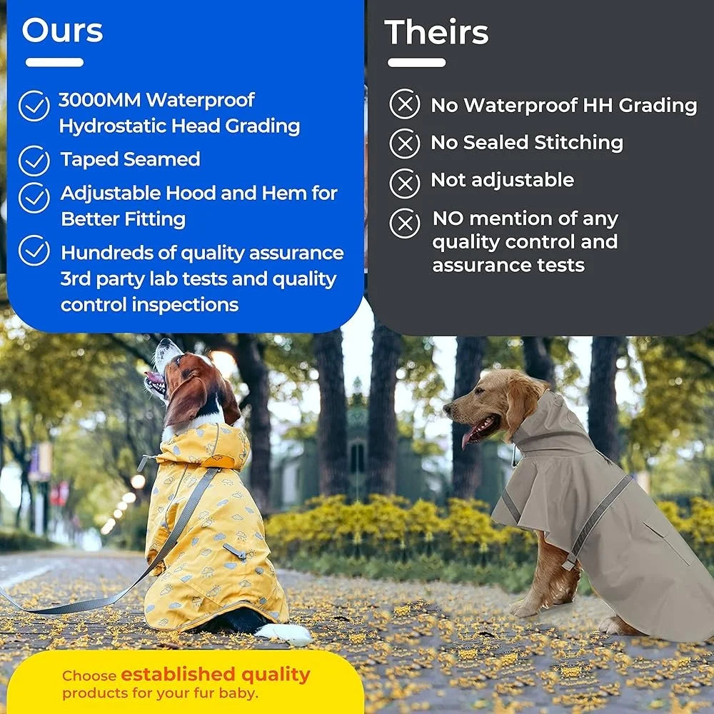 Lightweight Waterproof Dog Raincoat With Hood And Harness
