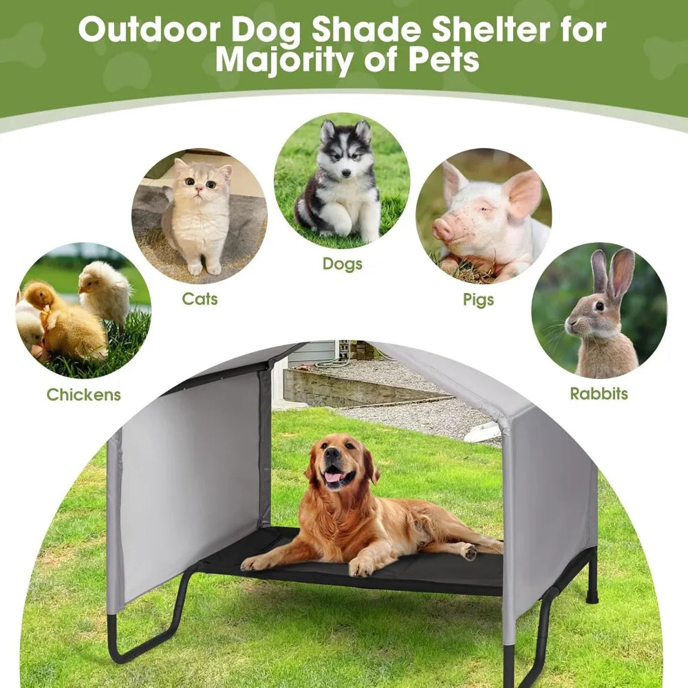 Outdoor Dog Bed With Canopy Shade Shelter Waterproof Sun Protection