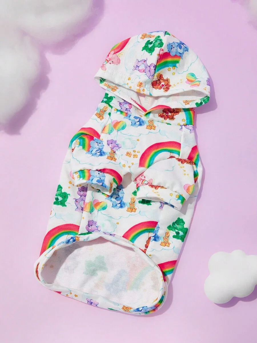 Rainbow Cloud Bear Print Pet Hoodie Sweatshirt for Dogs and Cats