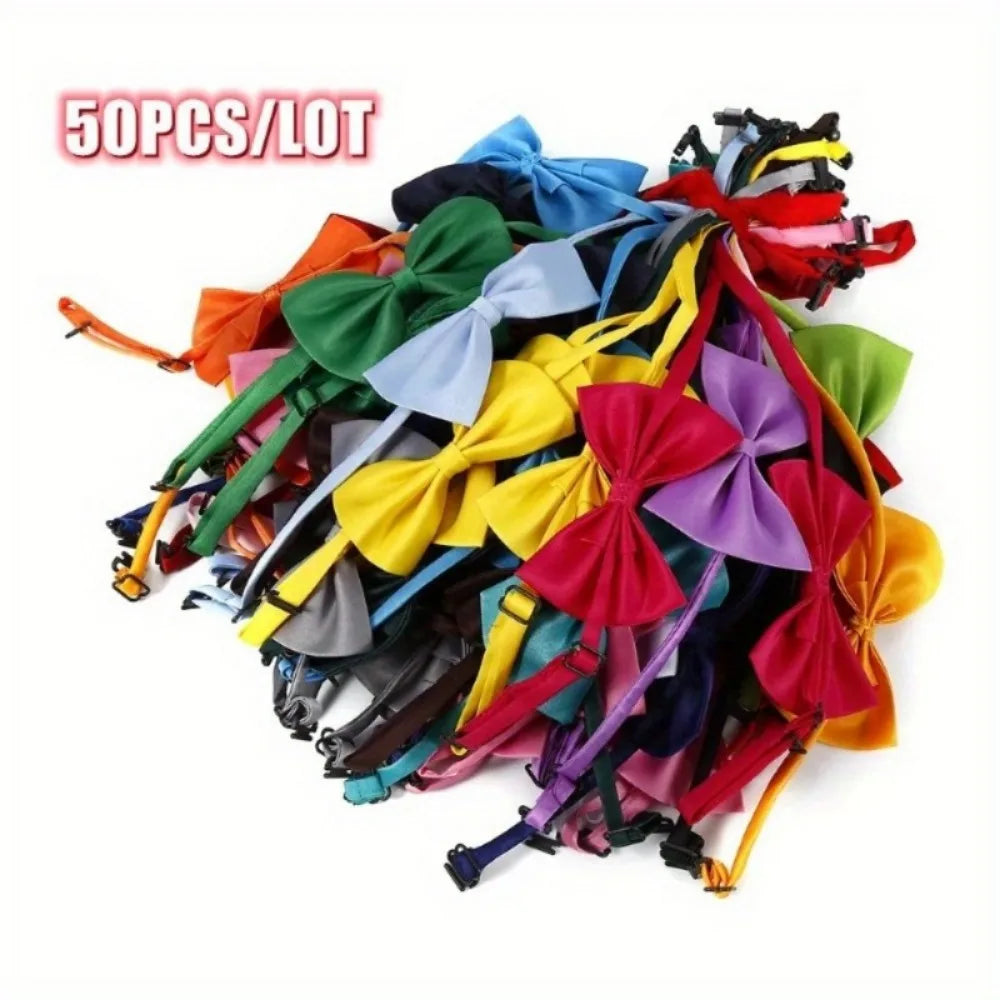 50 Pcs Dog Bow Ties Bulk Christmas Adjustable Pet Neckties