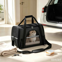 Breathable Pet Carrier Bag Airline Approved Foldable Pet Travel Carrier Secure Anti Escape Zipper Ventilated Spacious Collapsible Cat Dog Carrier Handbag With Shoulder Strap For Small Puppy Kitten Outdoor Car Travel