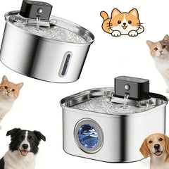 Wireless Stainless Steel Pet Water Fountain, 3.2L Automatic Cat Water Feeder with Motion Sensor,  Dog Water Bowl（No 5V 1A Plug）
