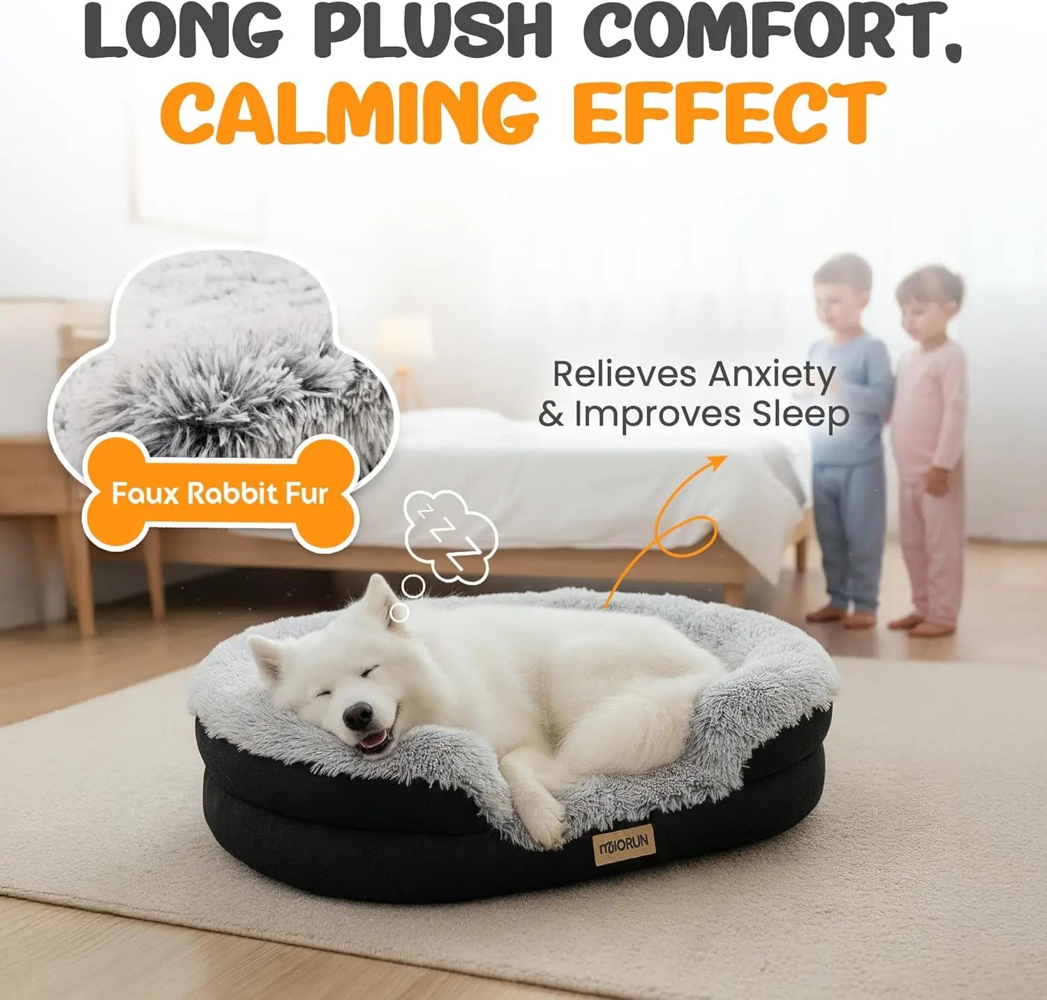 Orthopedic Dog Bed For Large Dogs Plush Sofa Bolster Support