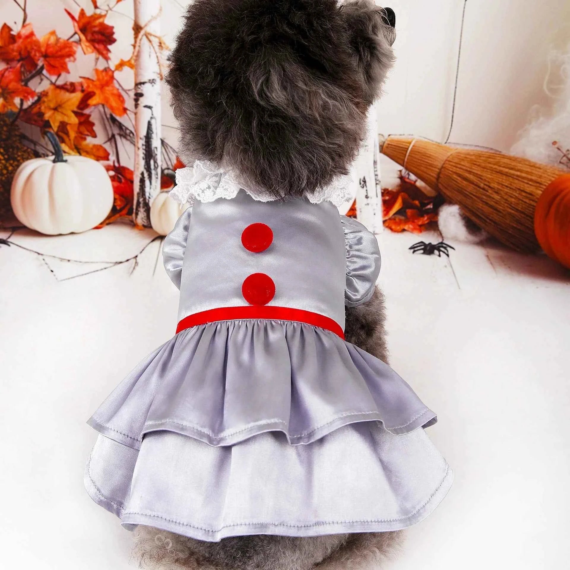 Halloween Pet Costume Joker Dress Apparel Wizard Dog Clothes Witch Costume Devil Cosplay Stephen King's It dress