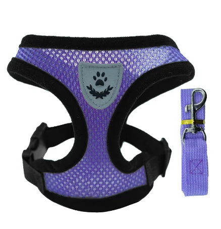 Cat Harness Vest With Adjustable Polyester Mesh Leash For Pets