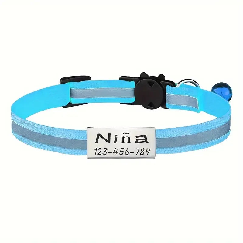 Personalized Free Engraving Reflective Cat Collar Adjustable Nylon