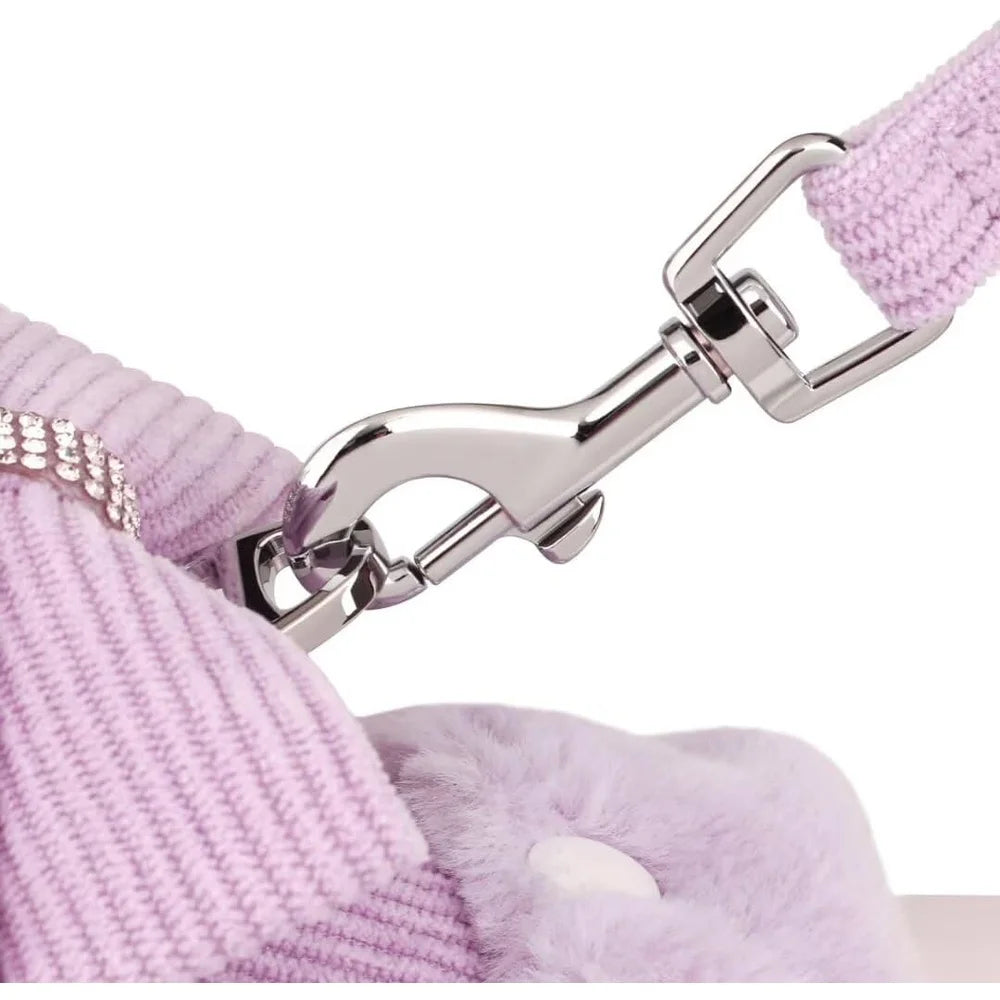 Cute Padded Dog Harness Leash Set With Removable Bow