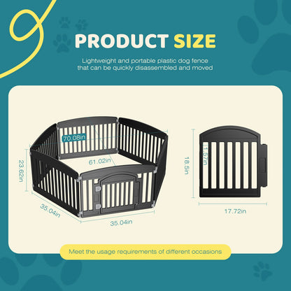 JHK Plastic Dog Playpen 6-Panel Expandable Fence For Medium Dogs