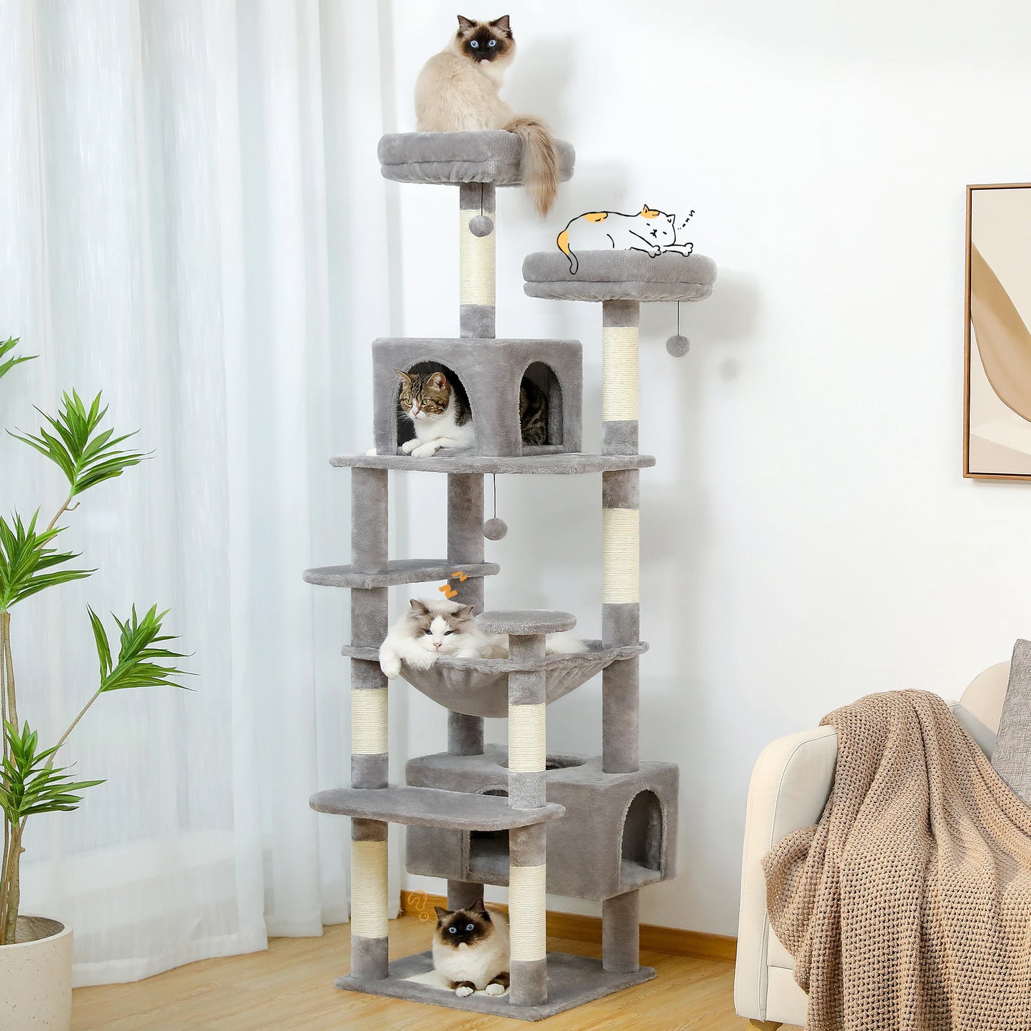 PAWZ Road Cat Tree And Tower For Cats With Sisal Posts