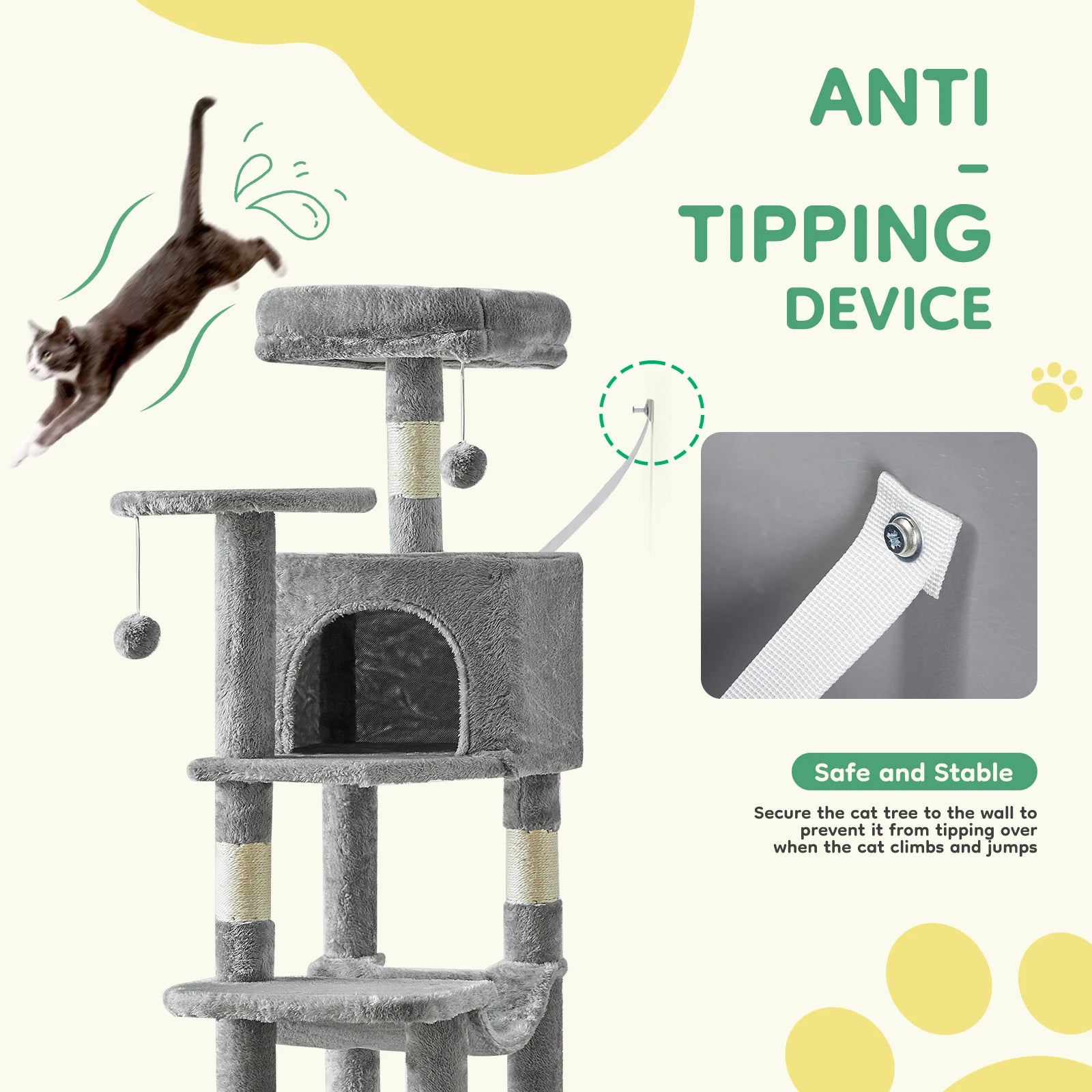 JHK Multi Cat Climbing Cat Tree Tower With Sisal Posts