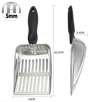 Stainless Steel Cat Litter Scoop with Rubber Handle Metal Kitty Scooper Sturdy Mesh Scooper Litter Filter Pet Cleaning Tools