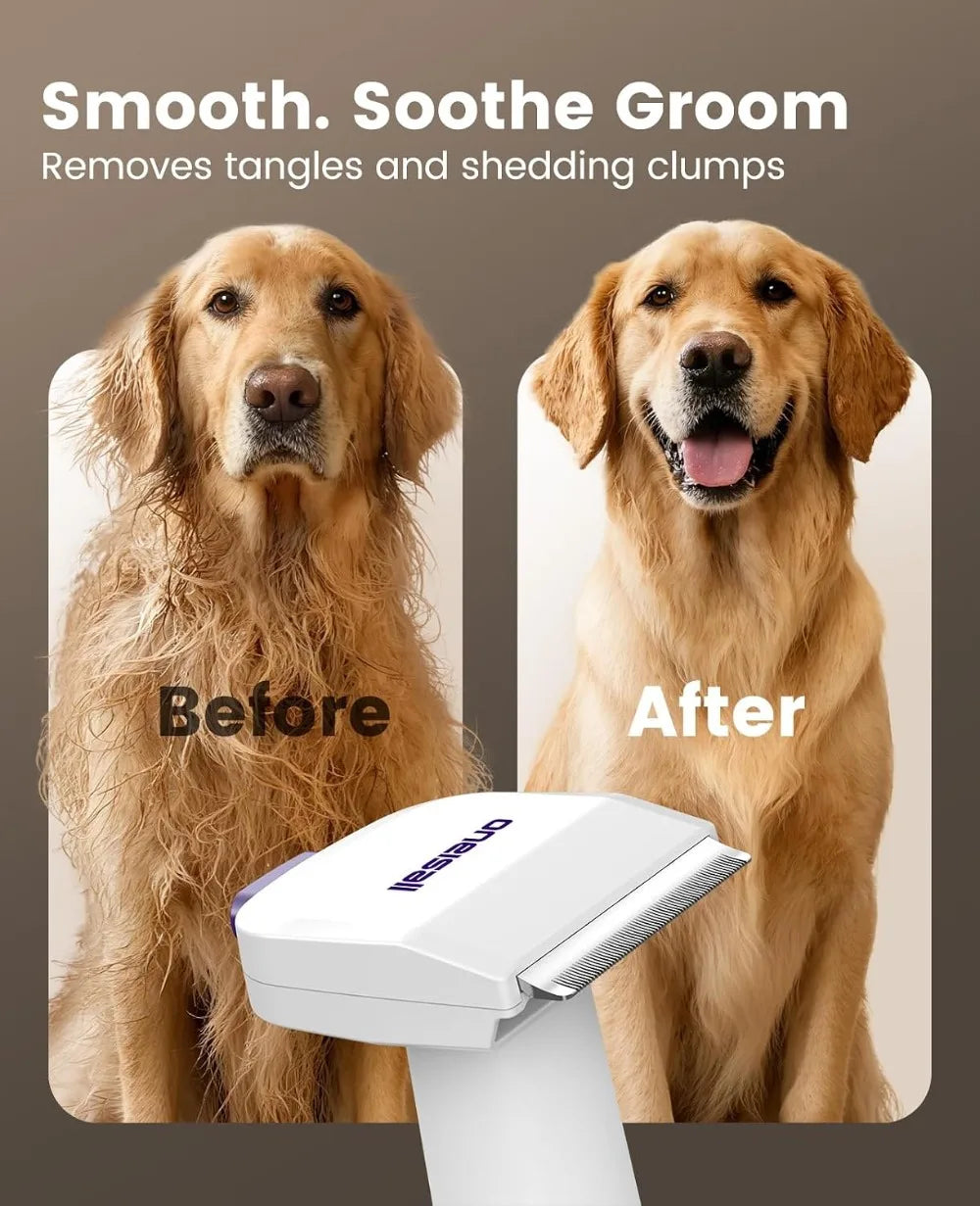 Pet Hair Vacuum Grooming Kit, 15000Pa Suction Low Noise, 1.5L Dust Cup for Home Cleaning