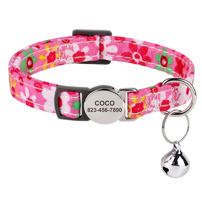 Free personalized kitten collar, engraved with pet dog's name, anti-lost, suitable for cats and small dogs, adjustable