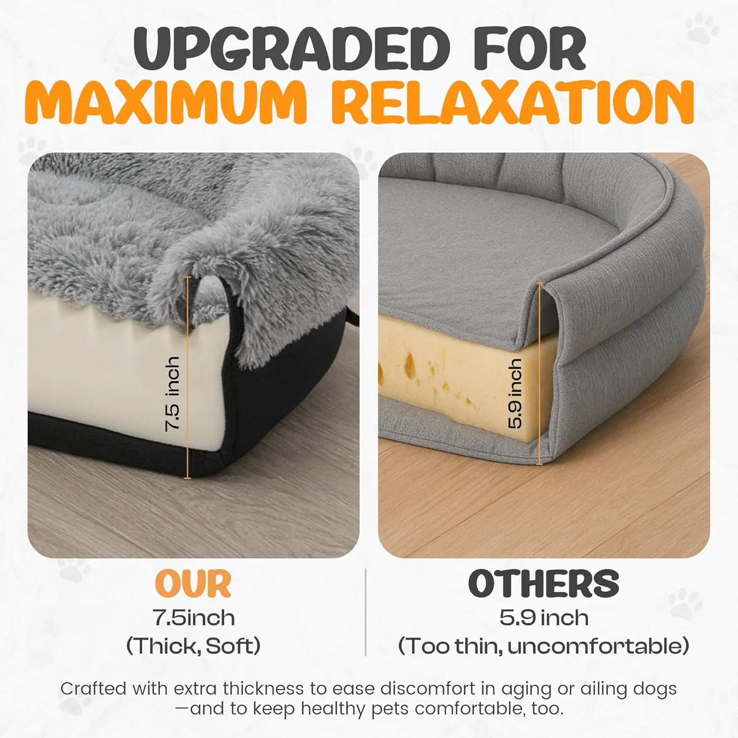 Orthopedic Dog Bed For Large Dogs Plush Sofa Bolster Support