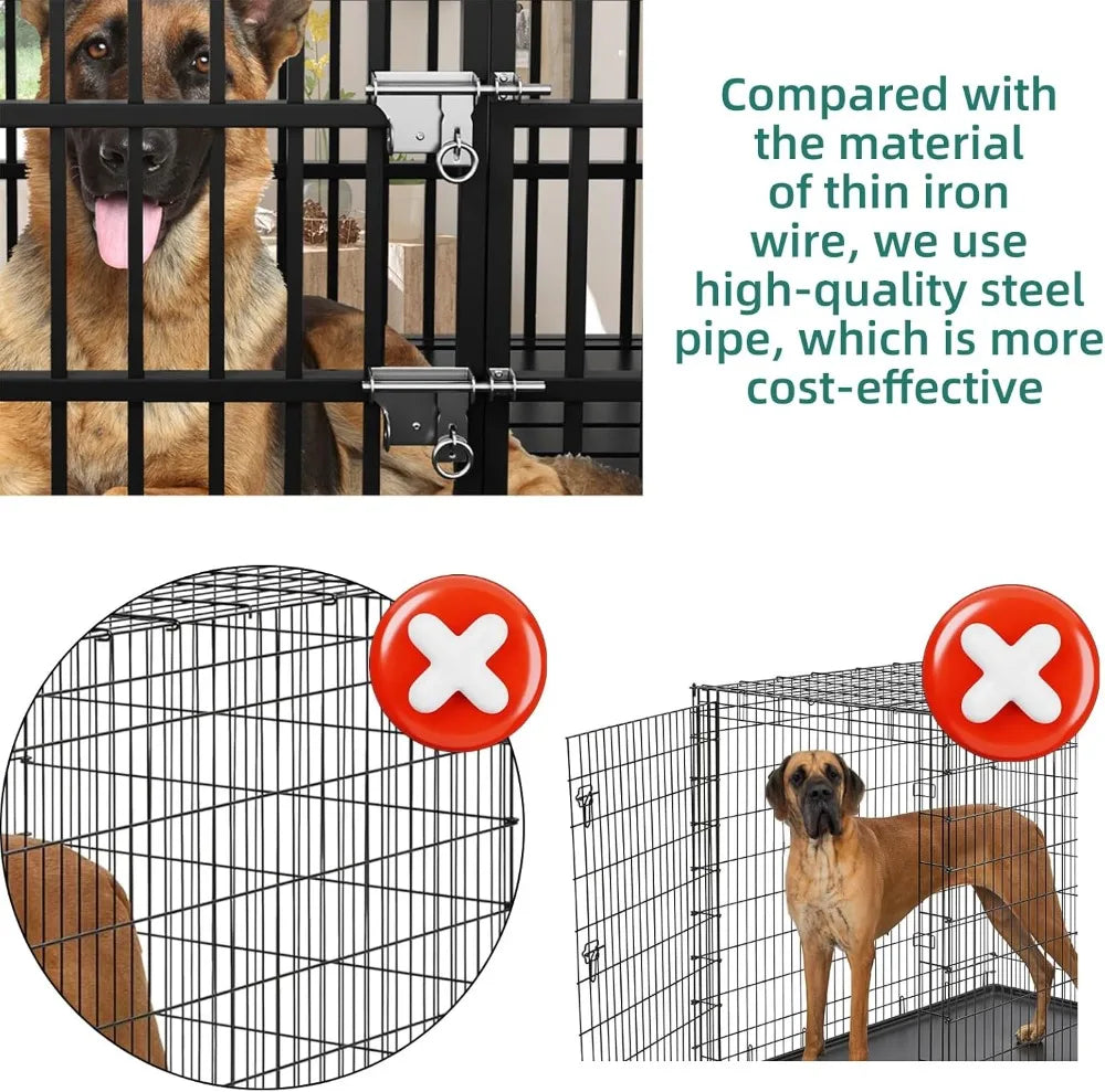 HeavyDuty Dog Crate With Mat For Dogs Double Door Design