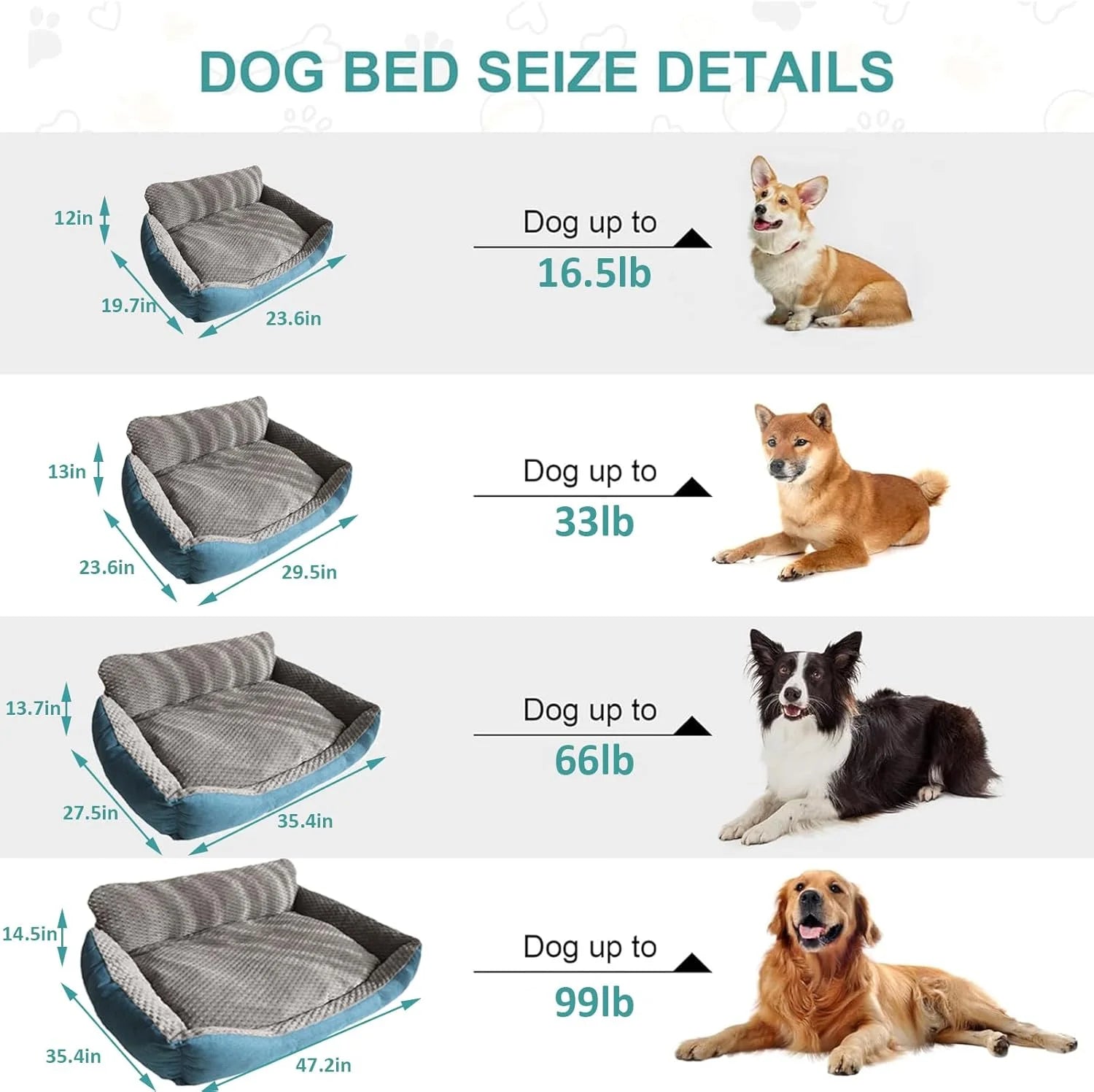NONECN Premium Dog Bed Non Slip Bottom Machine Washable