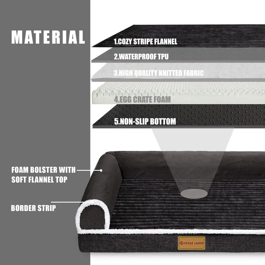 Orthopedic Dog Bed Waterproof NonSlip Bolster Comfort Crate Sleep