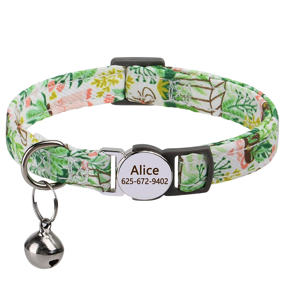 Free personalized kitten collar, engraved with pet dog's name, anti-lost, suitable for cats and small dogs, adjustable