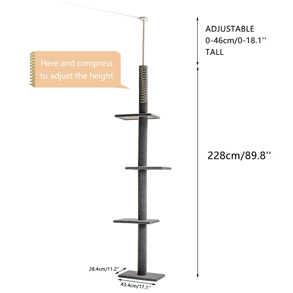 PEQULTICN Adjustable Height Cat Tree Indoor Ceiling Tower