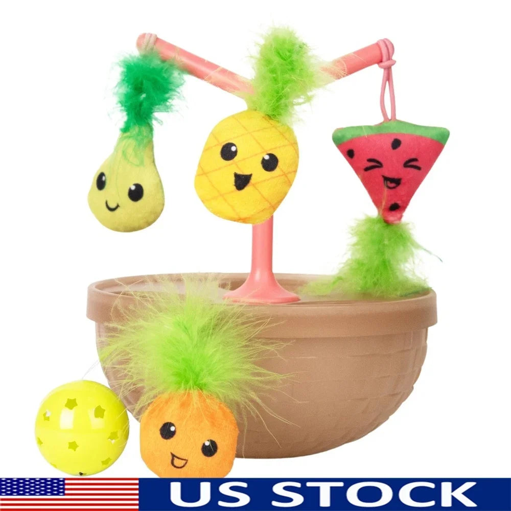 Wobbling Cat Toy Fruit Bowl With Catnip Toys Indoor