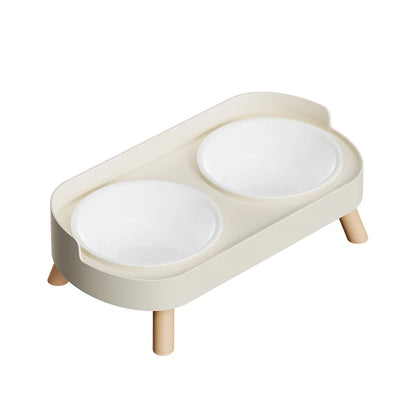 Pet cat double bowl feeder, adjustable height cat and dog water dispenser, elevate feeding kitten supplies