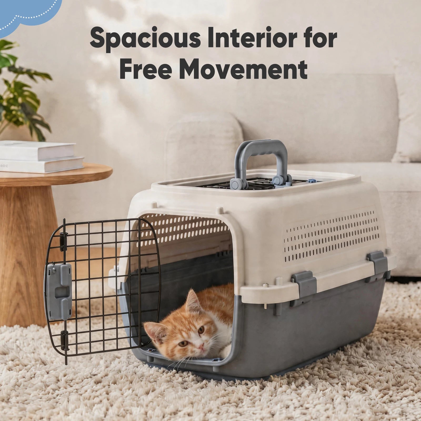 JHK 23Inch Pet Carrier for Small Dogs Cats  Front Top Load Wire Door Food Bowl Travel Crate with Enhanced Security Latchesfor