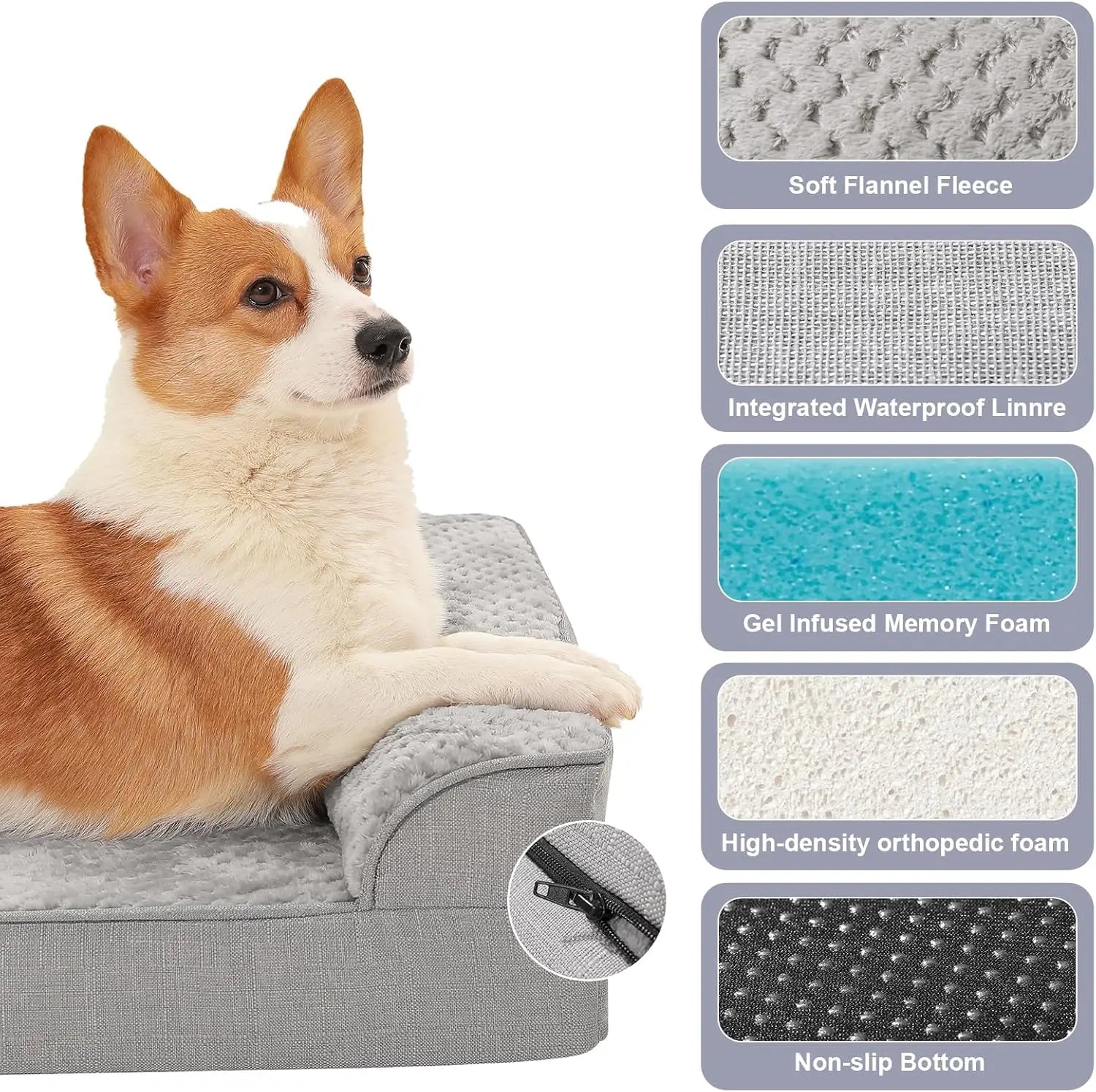 Orthopedic Dog Bed With Memory Foam Waterproof Nonslip Washable Cover