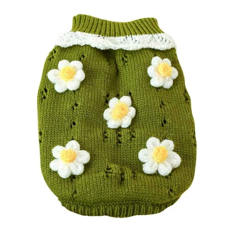 Soft Warm Knitted Blossoming Flower Design Dog Sweater For Pets