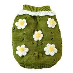 Soft Warm Knitted Blossoming Flower Design Dog Sweater For Pets