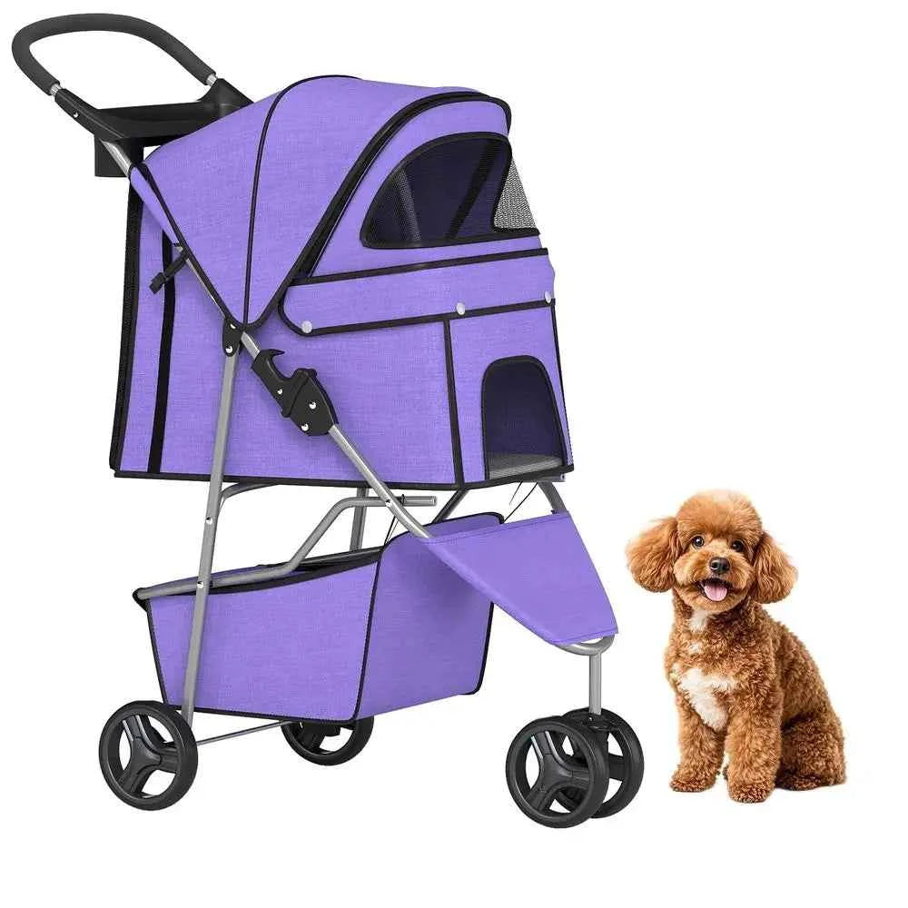 3 Wheels Pet Stroller Dog Cat Cage Jogger Stroller or Medium Small Dogs Cats olding Travel Carrier with Cup Holder, Waterproo De