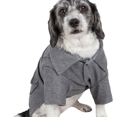 Static Rivited Fashion Collared Wool Pet Coat,Vintage Horn Button Wool Blend Dog Coat Thick Warm Two‑leg Pet Jacket Turn‑down Collar Pocket Design Windproof Cold‑Resistant Outfit for Medium Small Dogs Autumn Winter Outd