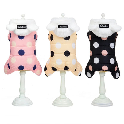 Winter Pet Hoodies Coat Cotton Clothes Dot Sweatshirt Super Warm Jumpsuit For Puppy Small Dogs Chihuahua Doggie Jacket Jumpsuit
