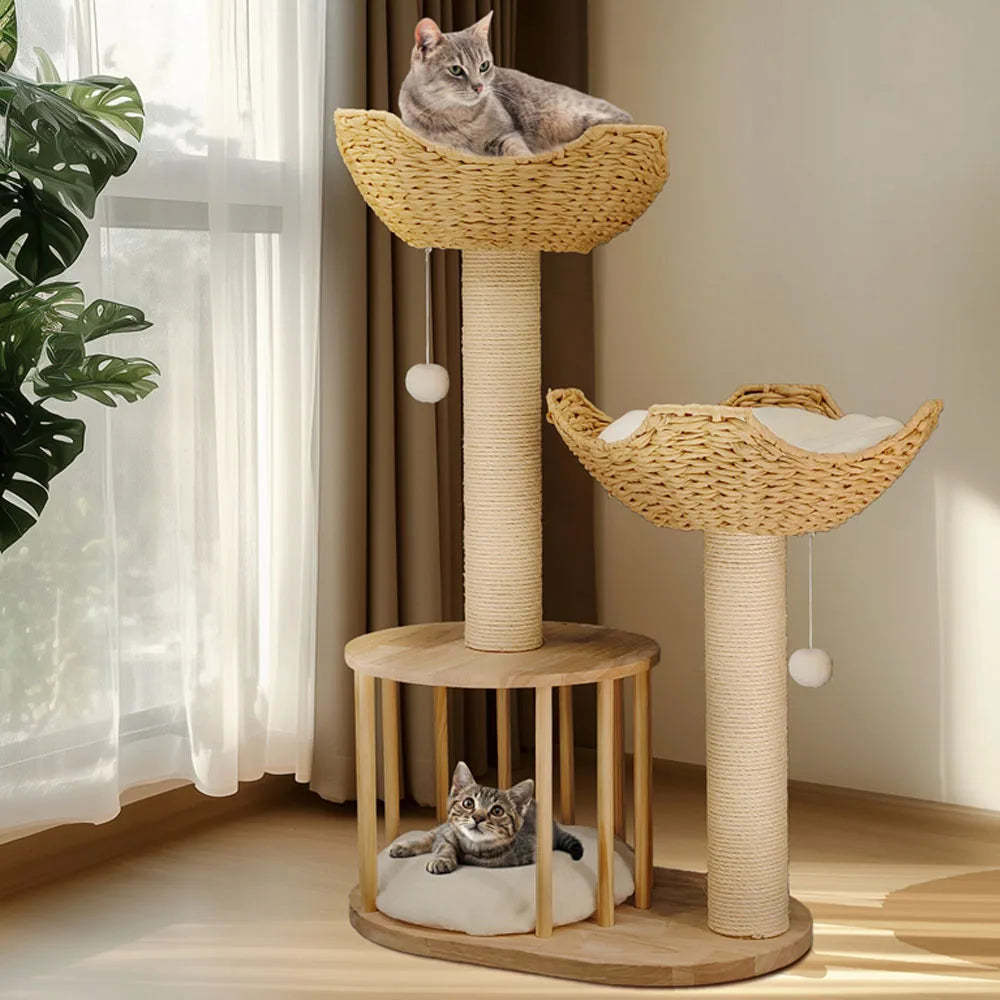 BORWARTCN Three Tier Cat Tree With Plush Napping Perches