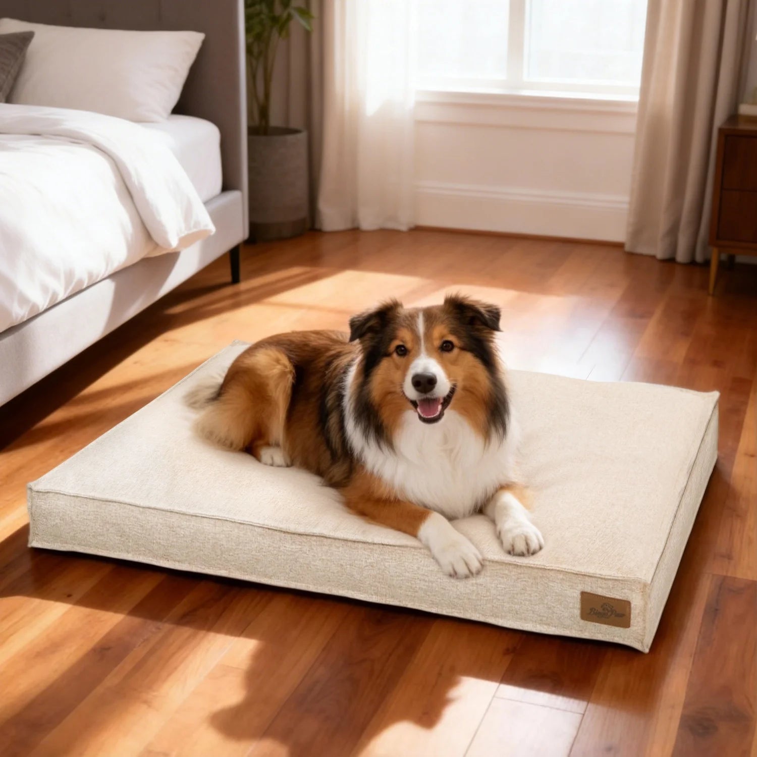 M/L/XL/2XL Dog Beds Cozy Cushion for Medium Large Dogs Rectangular Pet Bed Sleep Mat with Linen Cover Foam Base Waterproof Lining