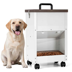 30LBS Large Capacity Automatic Pet Dog Feeding Dispenser Food Trough with Wheels