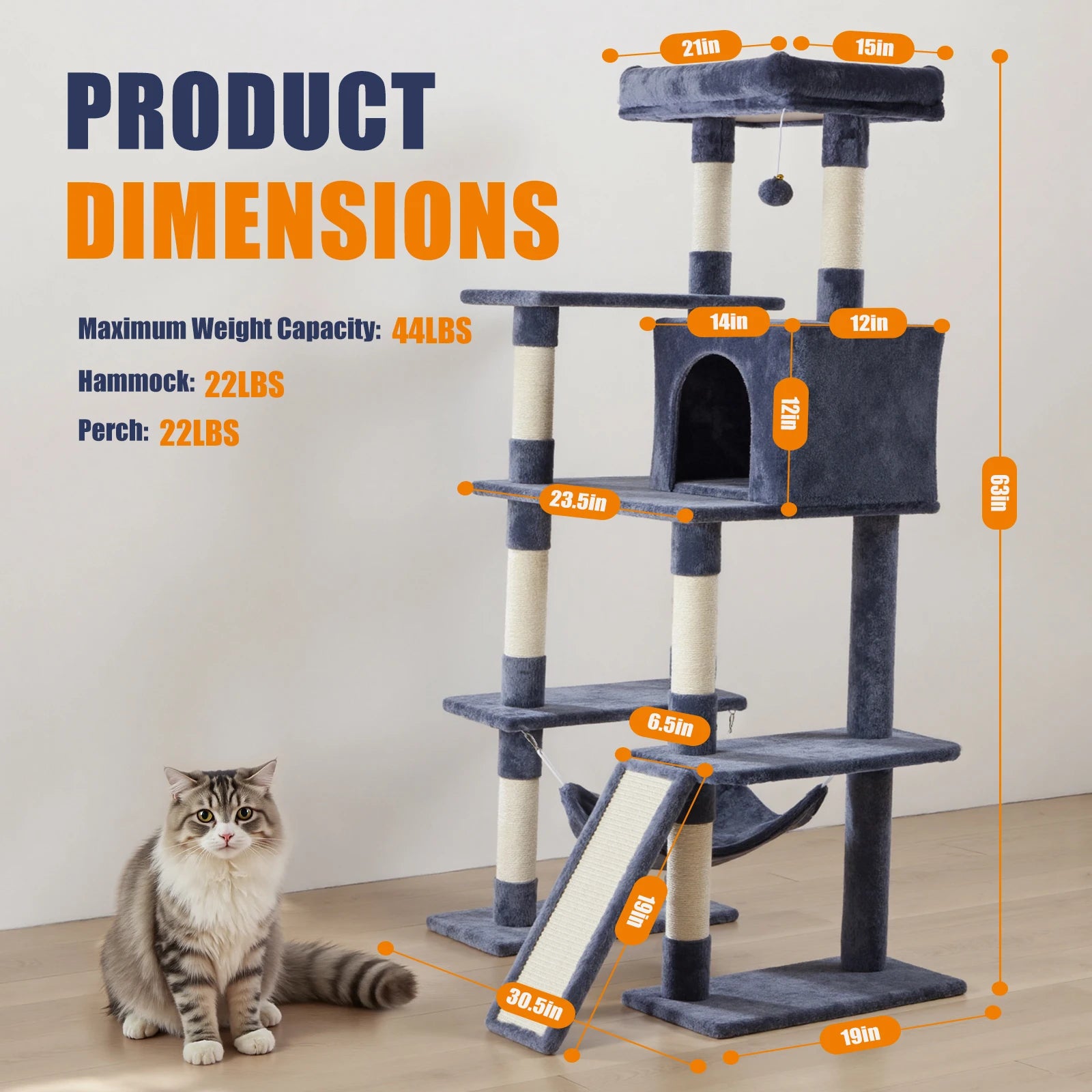 JHK Cat Tree Multi Cat Climbing Tower For Indoor Cats