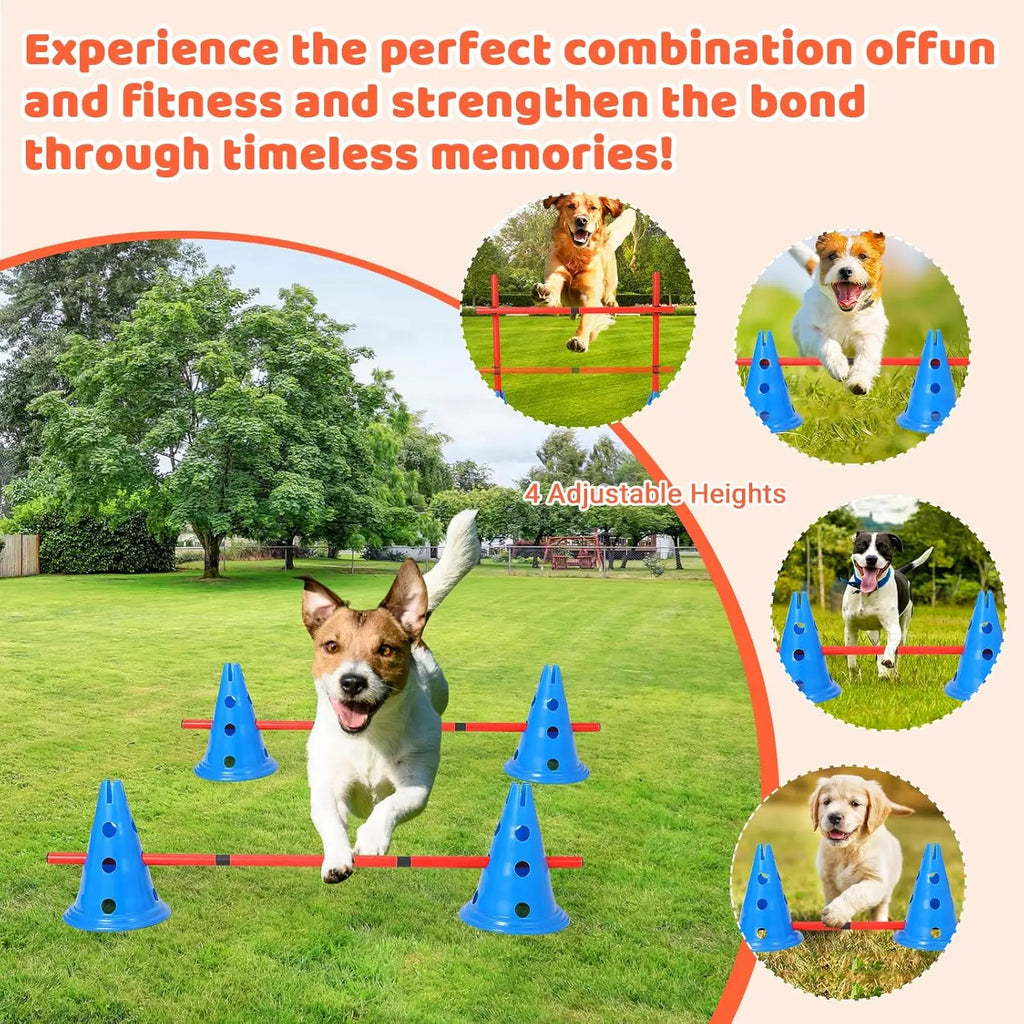 HiMISS Dog Agility Hurdle Cone Set 12 Cones 6 Rods