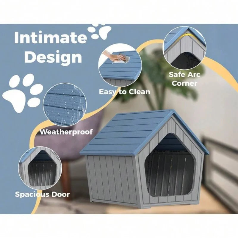 Weatherproof Indoor Outdoor Dog House Durable Resin Shelter For Pets