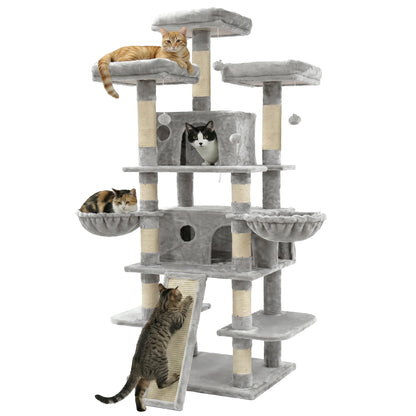 Four-Tier Cat Tree Tower With Condos And Plush Perches