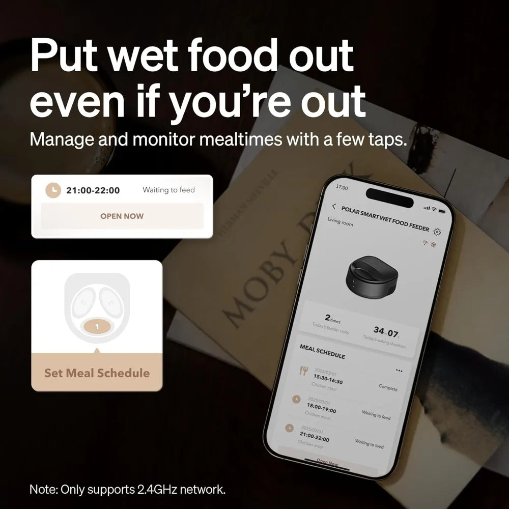 NEW Automatic Cat Feeder Wet Food w/Stainless Steel Bowl, Refrigerated Auto Cat Feeder w/Semiconductor Cooling,Easy to Clean
