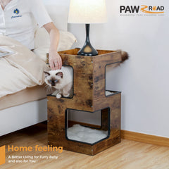 PAWZ Road Wood Cat Condo House Modern Cat Tree Pad