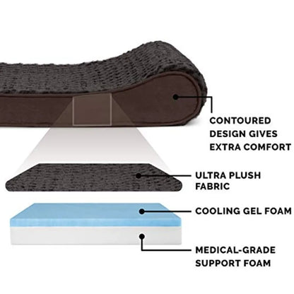 Cooling Gel Dog Bed Removable Washable Cover Faux Fur Lounger